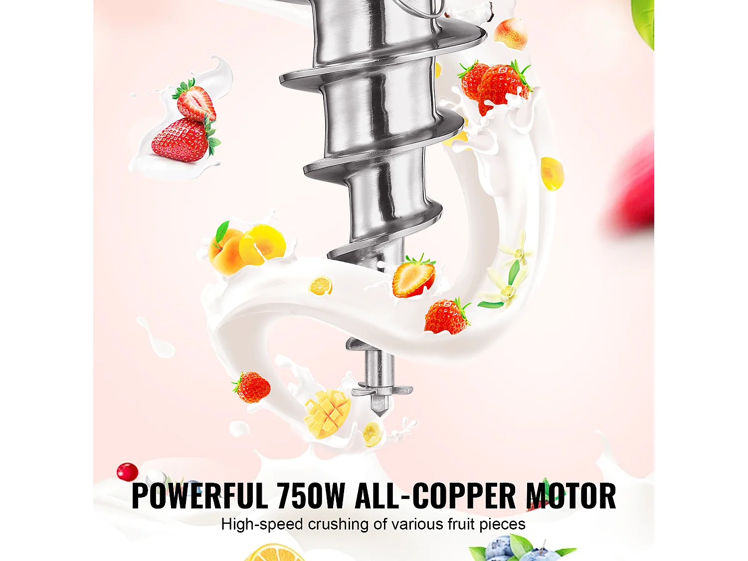 Mélangeur à Glace SucceBuy 750 W Mélangeur à Glace Agitateur, Shaker à Glace en Acier Inoxydable 304 avec Longue Poignée et Protection PC