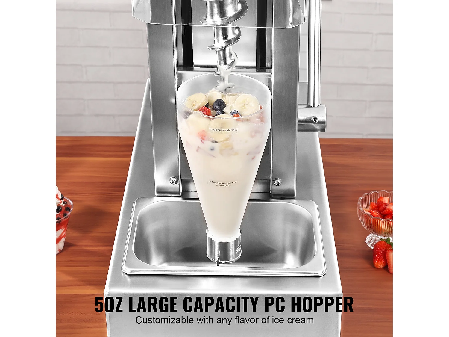 Mélangeur à Glace SucceBuy 750 W Mélangeur à Glace Agitateur, Shaker à Glace en Acier Inoxydable 304 avec Longue Poignée et Protection PC