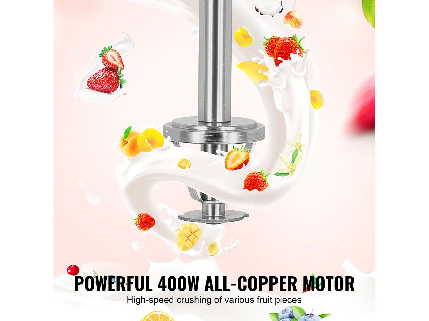 Mélangeur de Crème Glacée SucceBuy 400 W, Mélangeur, Machine à Remuer, Contrôle de Vitesse en Continu, Acier Inoxydable 304, 3 Tasses à Main