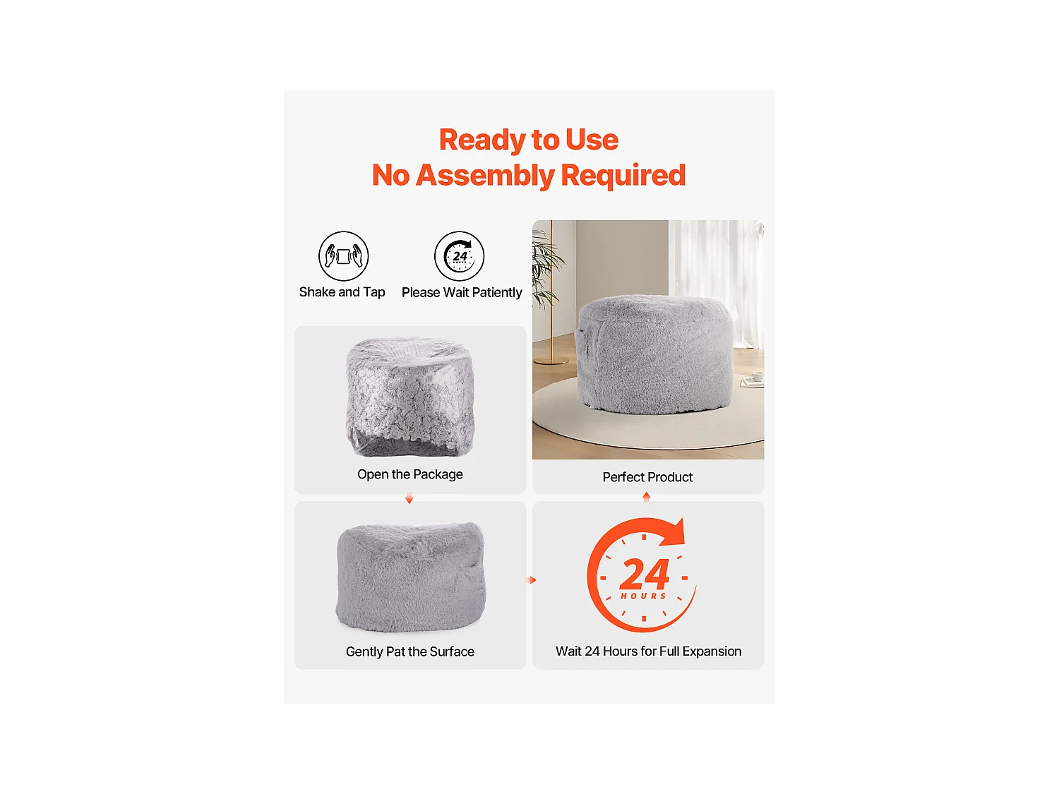 Pouf Fauteuil, SucceBuy Pouf-Lit, Convertible en Fauteuil ou en Matelas, Gris (Queen)