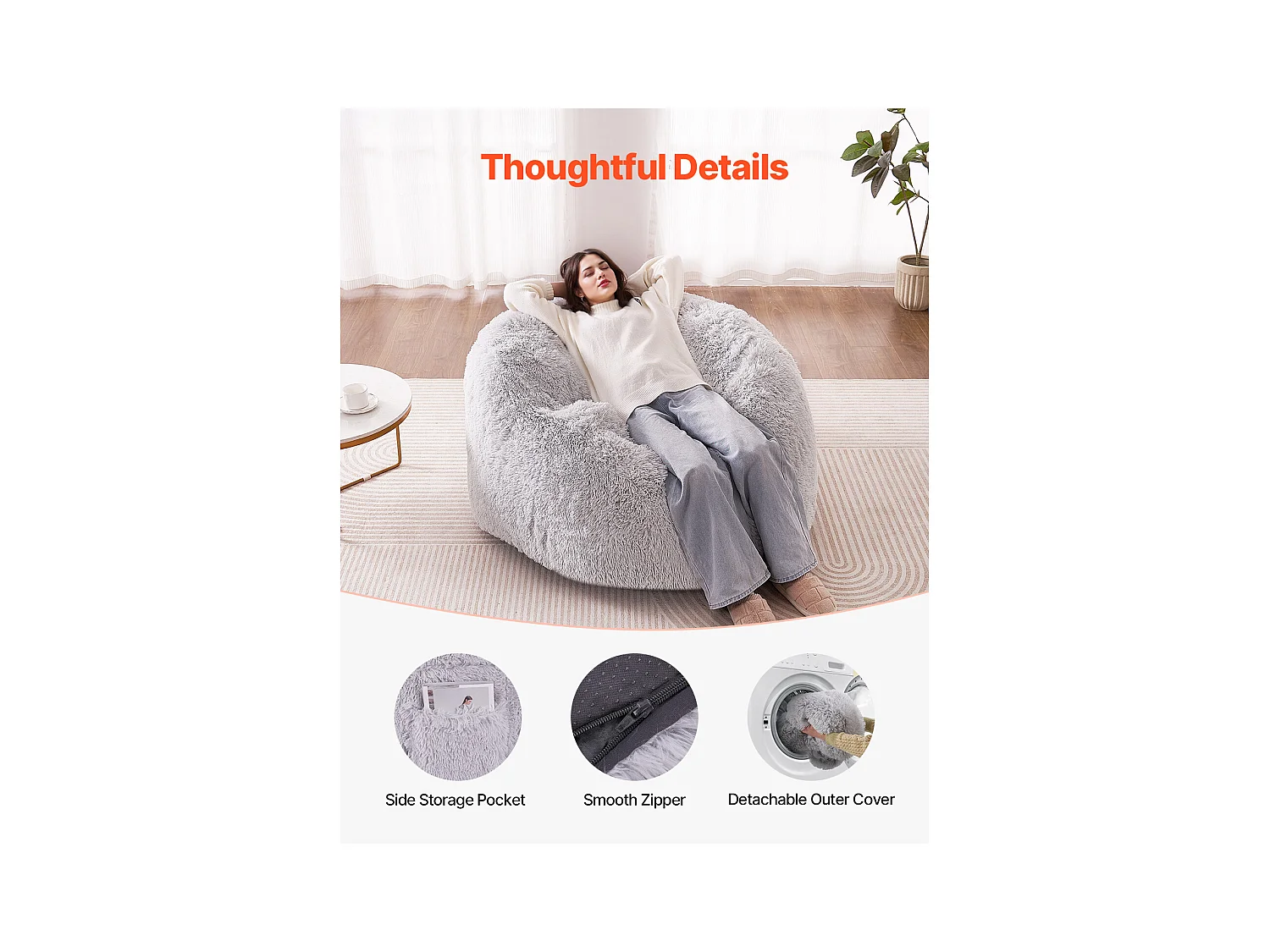 Pouf Fauteuil, SucceBuy Pouf-Lit, Convertible en Fauteuil ou en Matelas, Gris (Queen)