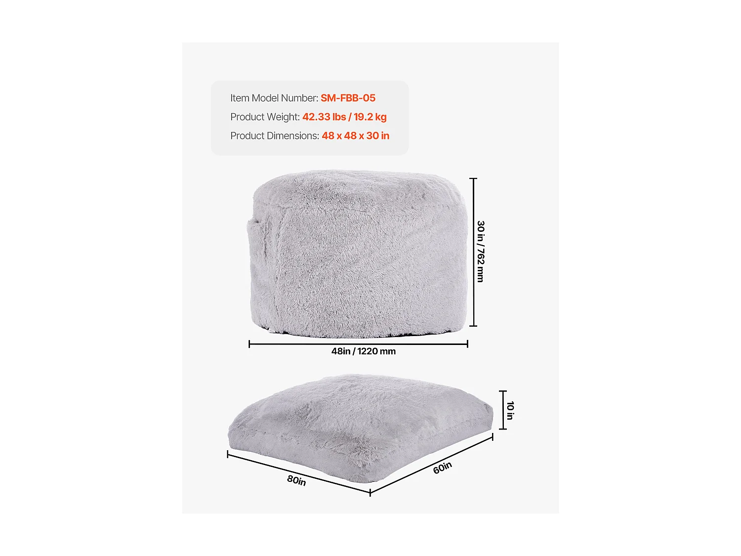 Pouf Fauteuil, SucceBuy Pouf-Lit, Convertible en Fauteuil ou en Matelas, Gris (Queen)