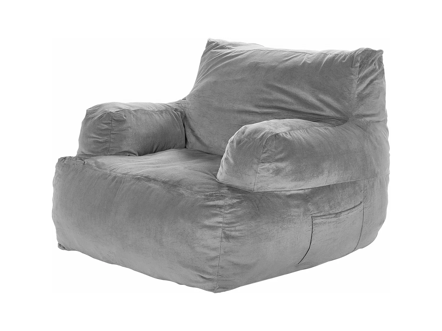 Pouf Fauteuil, SucceBuy Pouf Fauteuil avec Accoudoirs pour Adultes et Pouf Rempli de Mousse Haute Densité, Fauteuil Confortable pour Salon à Coucher, Gris