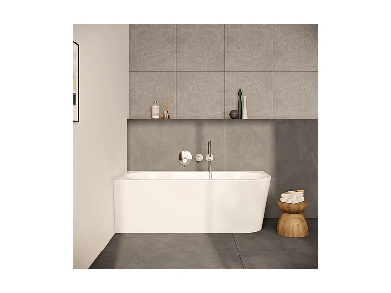 Baignoire murale angle à gauche VITRA Geo 180x80 + pieds + siphon standard