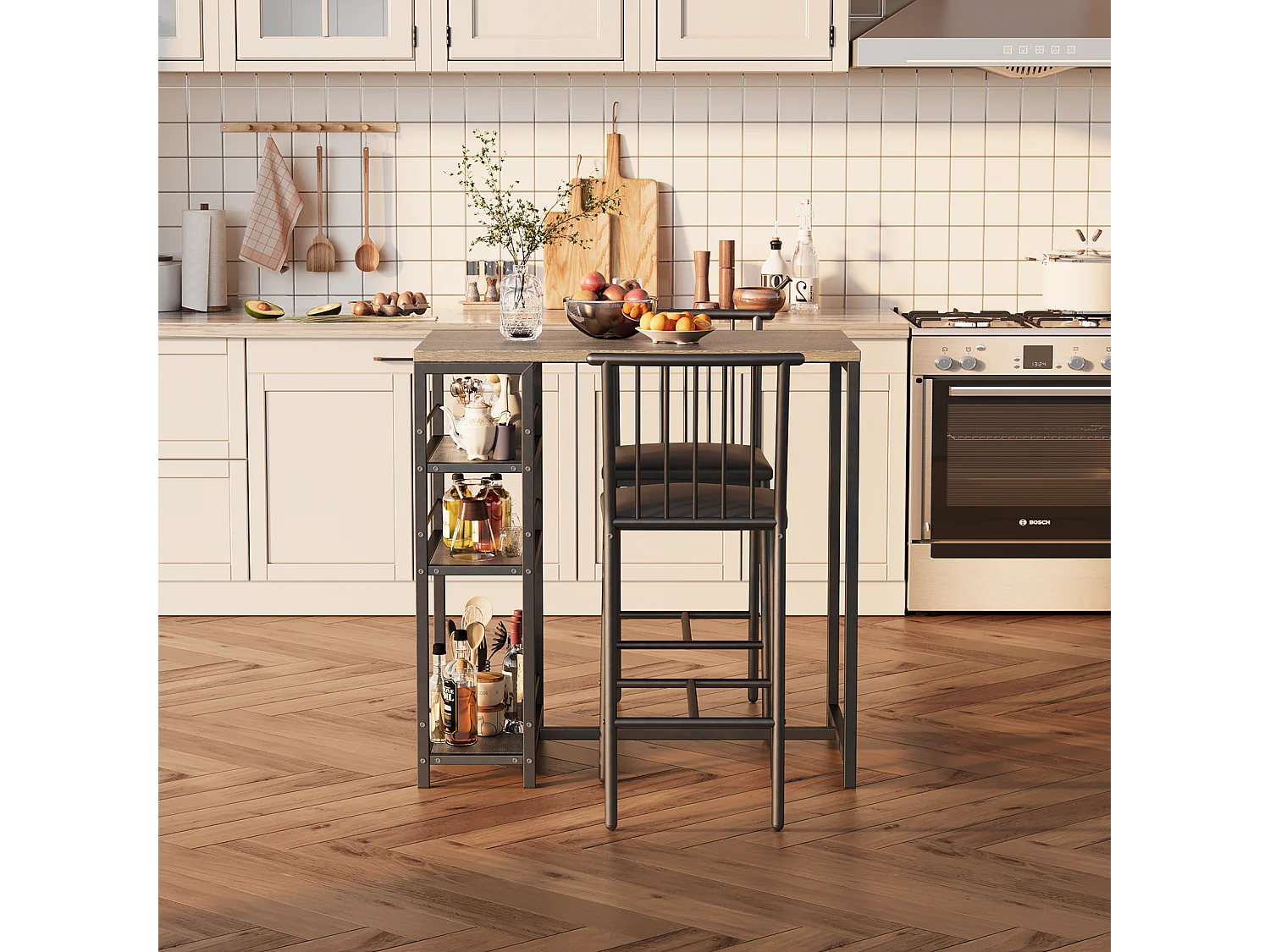 Bealife Conjunto de mesa de bar gris de 91 cm con 2 sillas