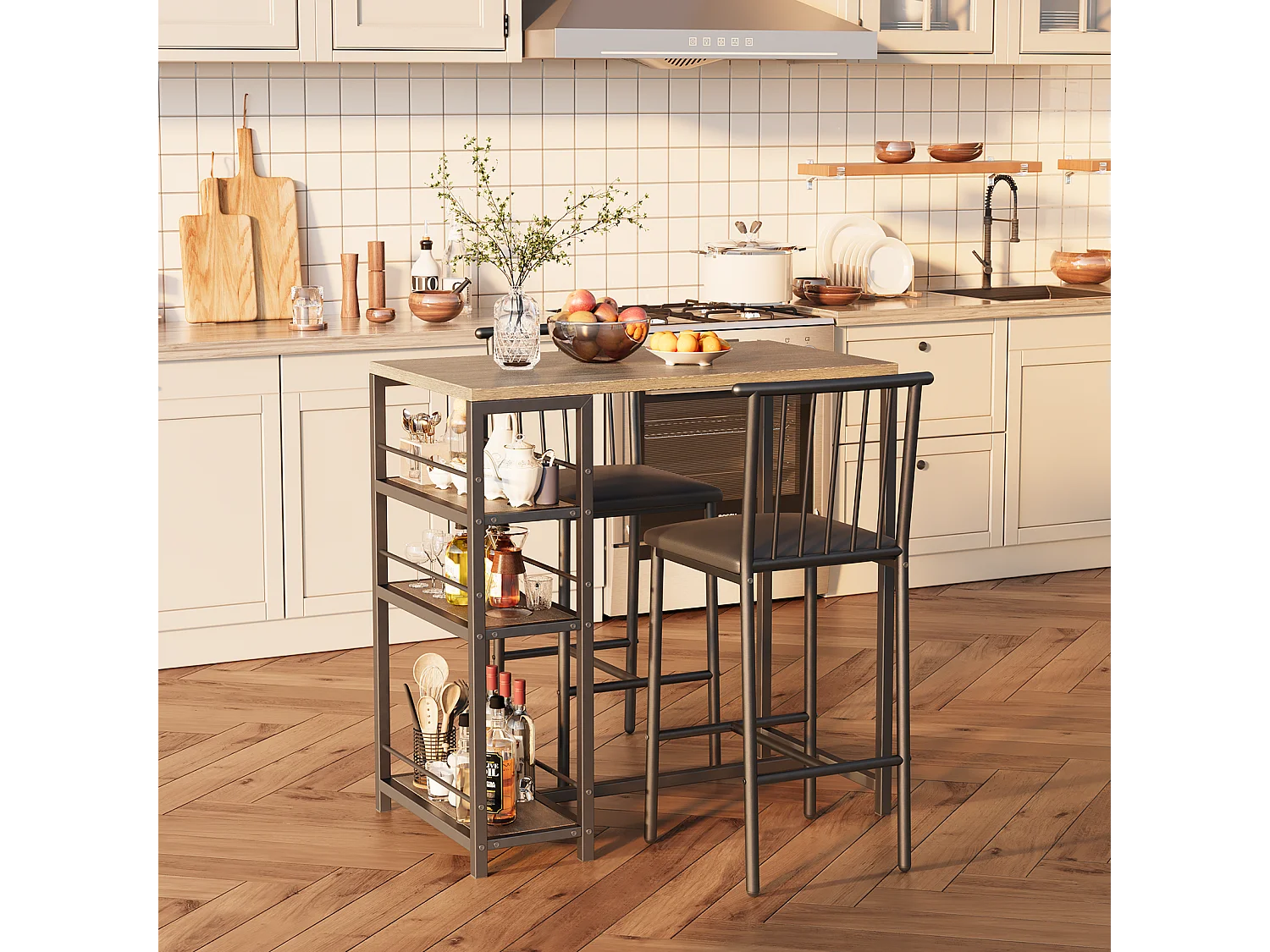 Bealife Conjunto de mesa de bar gris de 91 cm con 2 sillas