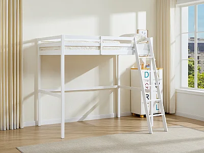 Hochbett - 120 x 190 cm - Kiefer massiv - Geweißt - GEDEON II