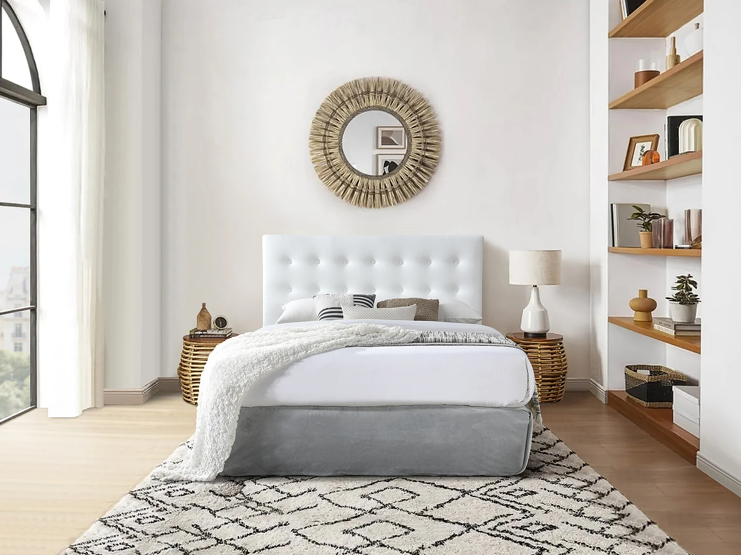 Tête de lit capitonnée 180 cm - Simili - Blanc - FRANCESCO