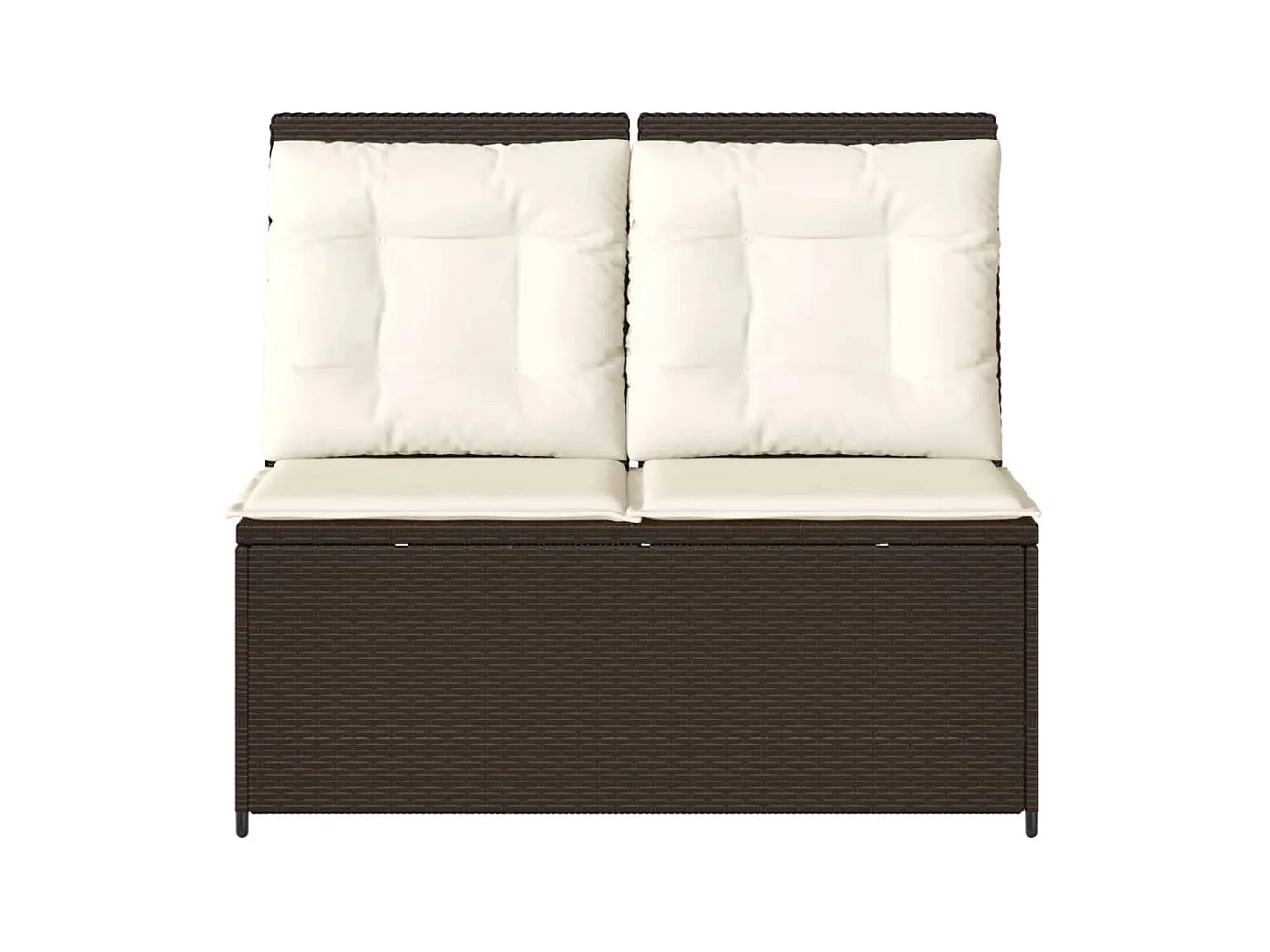 Banc inclinable de jardin avec coussins marron résine tressée