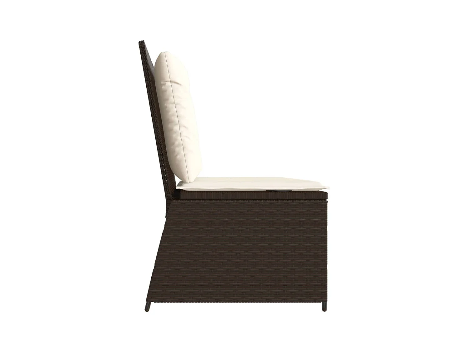 Banc inclinable de jardin avec coussins marron résine tressée