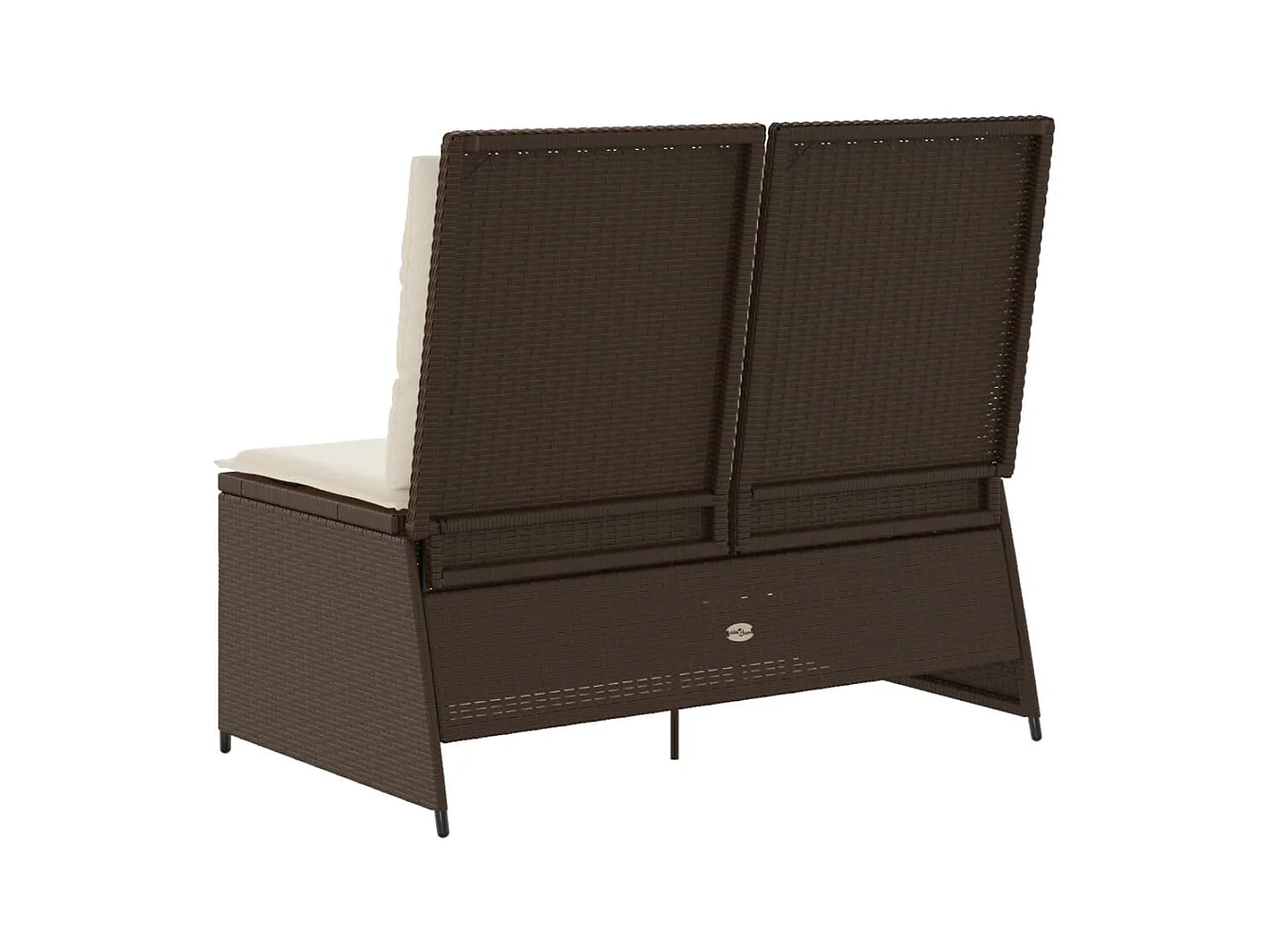 Banc inclinable de jardin avec coussins marron résine tressée