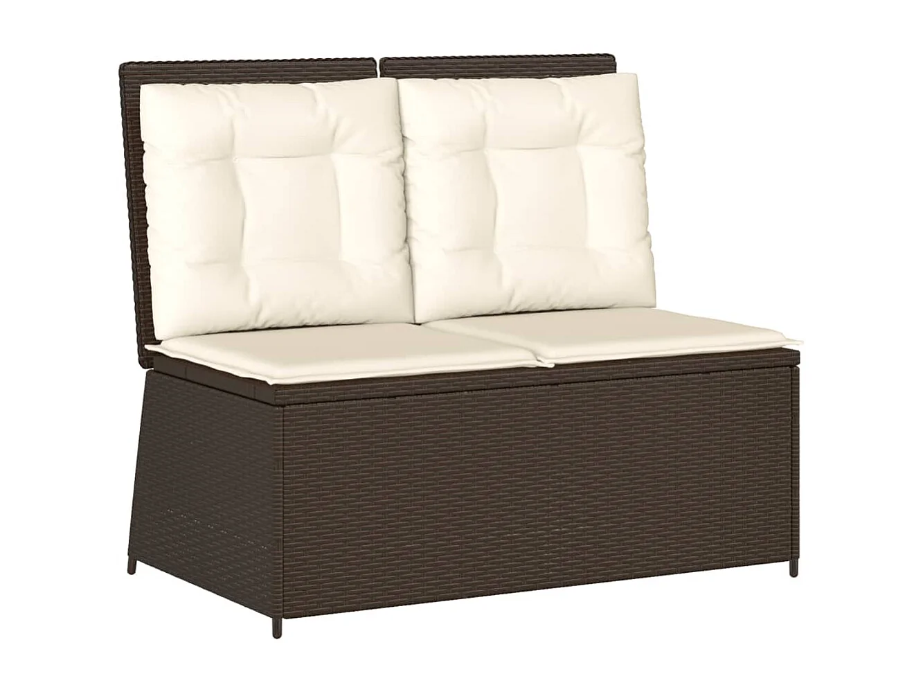 Sillón reclinable de jardín con cojines ratán sintético marrón