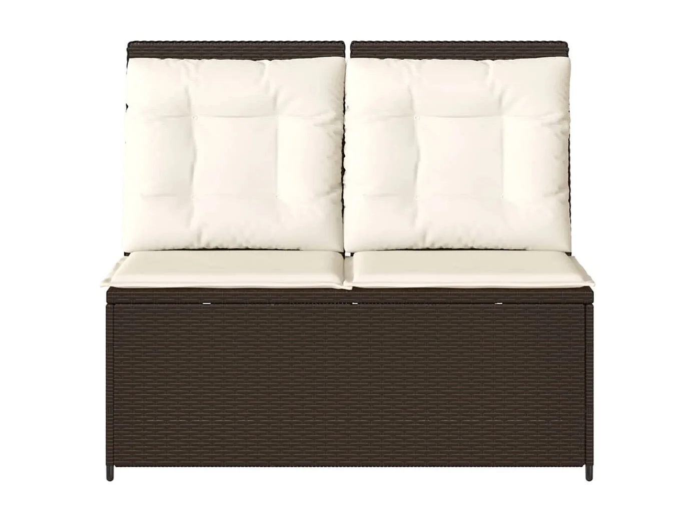 Sillón reclinable de jardín con cojines ratán sintético marrón