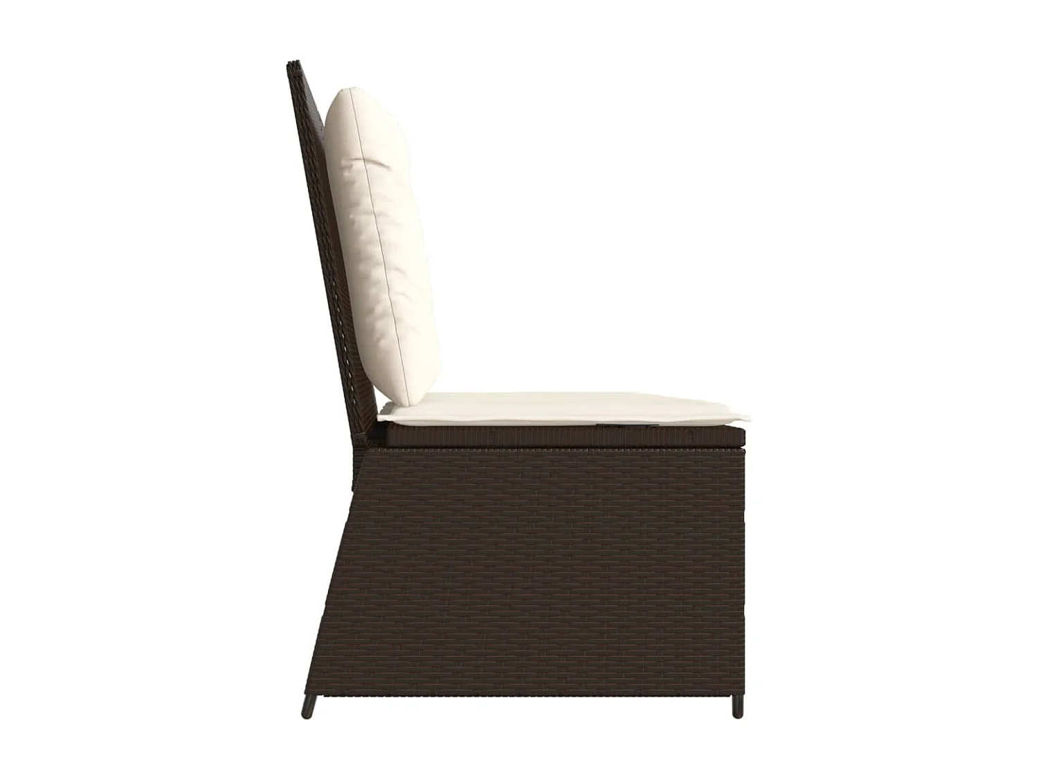 Sillón reclinable de jardín con cojines ratán sintético marrón