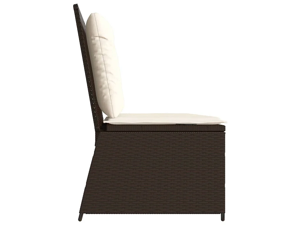 Panca Reclinabile da Giardino con Cuscini Marrone in Polyrattan
