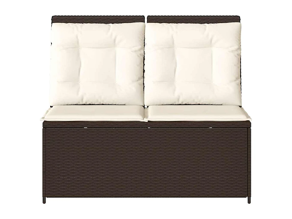 Sillón reclinable de jardín con cojines ratán sintético marrón
