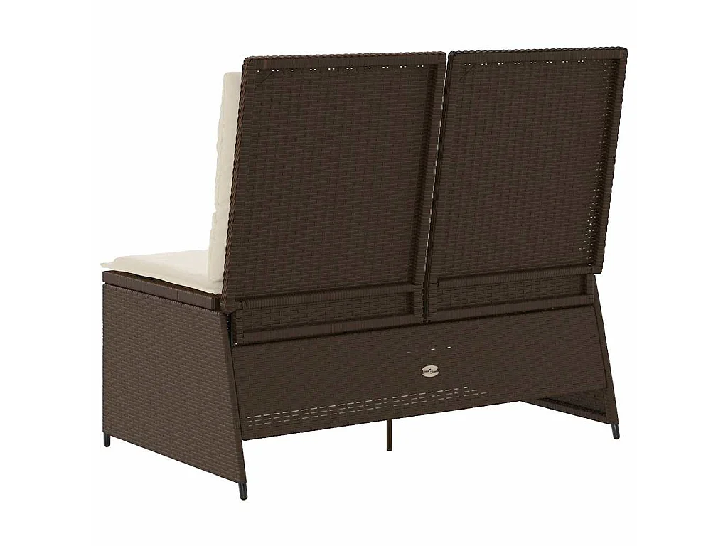 Sillón reclinable de jardín con cojines ratán sintético marrón