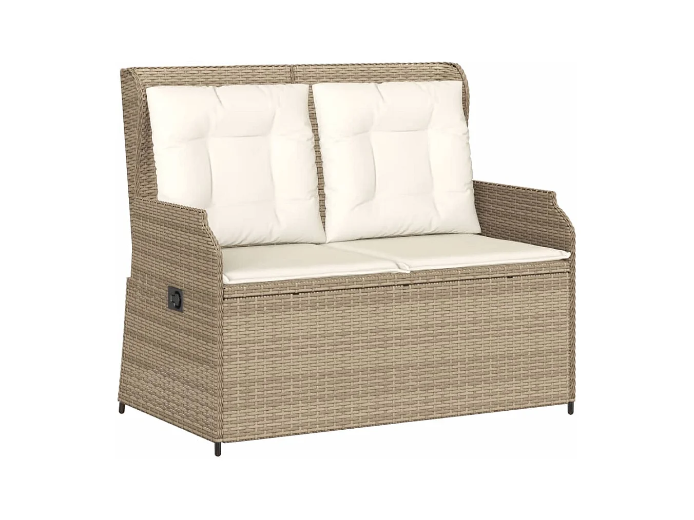 Banc inclinable de jardin avec coussins beige résine tressée