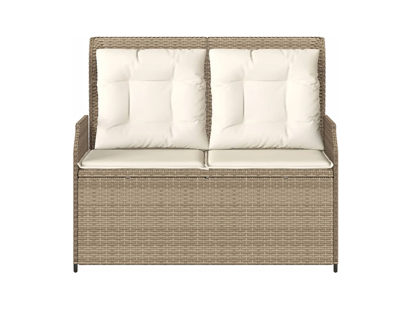 Banc inclinable de jardin avec coussins beige résine tressée