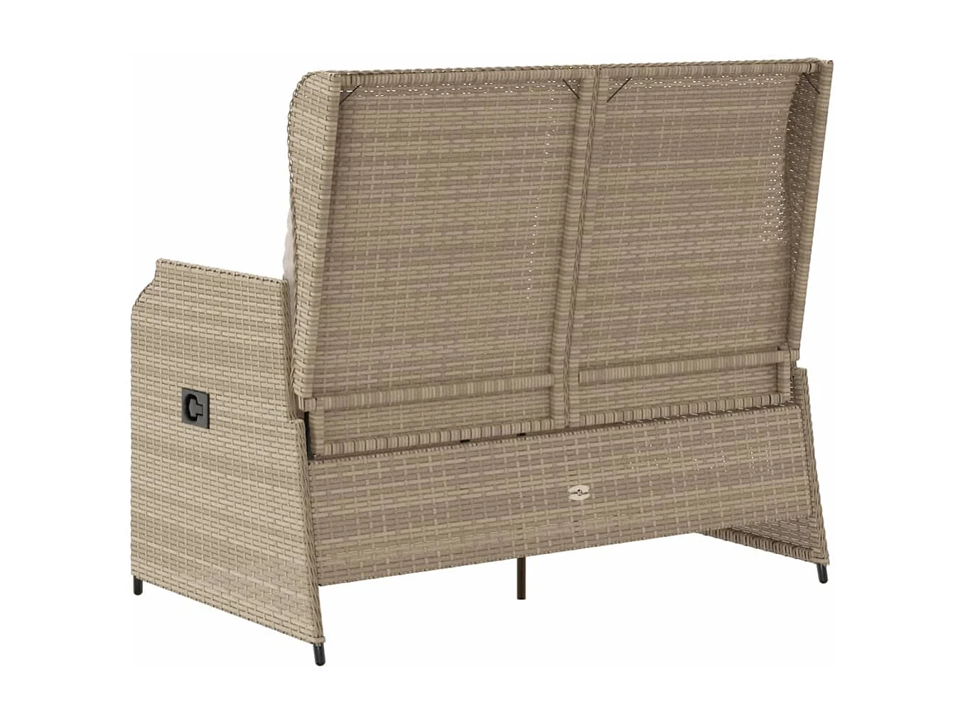 Banc inclinable de jardin avec coussins beige résine tressée