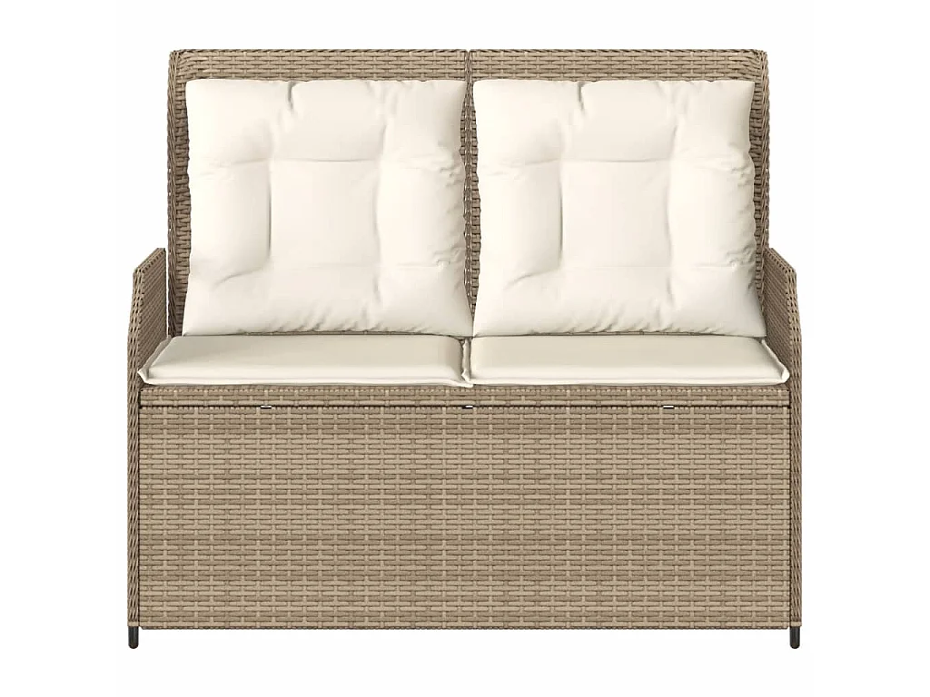 Panca Reclinabile da Giardino con Cuscini Beige in Polyrattan