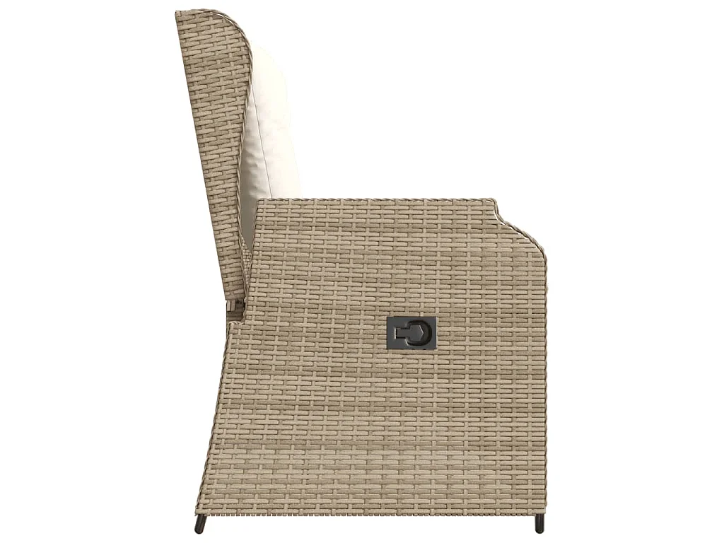 Panca Reclinabile da Giardino con Cuscini Beige in Polyrattan