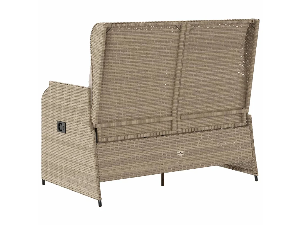 Panca Reclinabile da Giardino con Cuscini Beige in Polyrattan