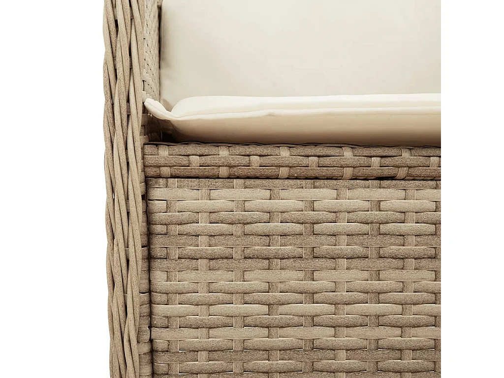 Panca Reclinabile da Giardino con Cuscini Beige in Polyrattan
