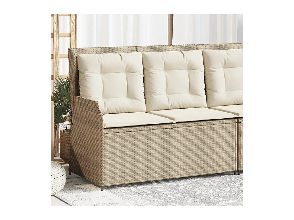 Banc inclinable de jardin avec coussins beige résine tressée