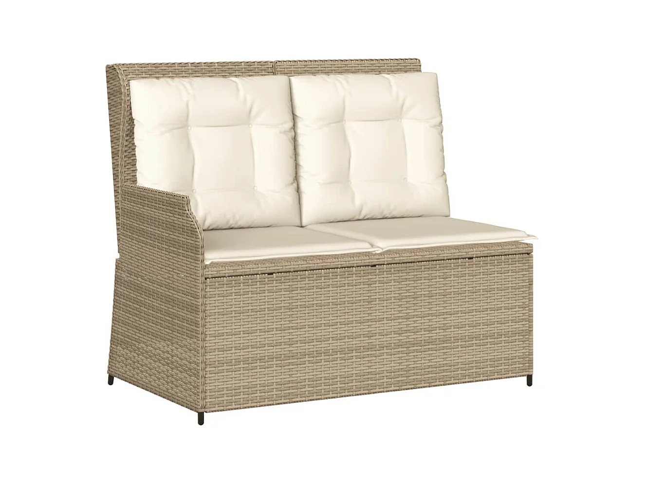 Banc inclinable de jardin avec coussins beige résine tressée