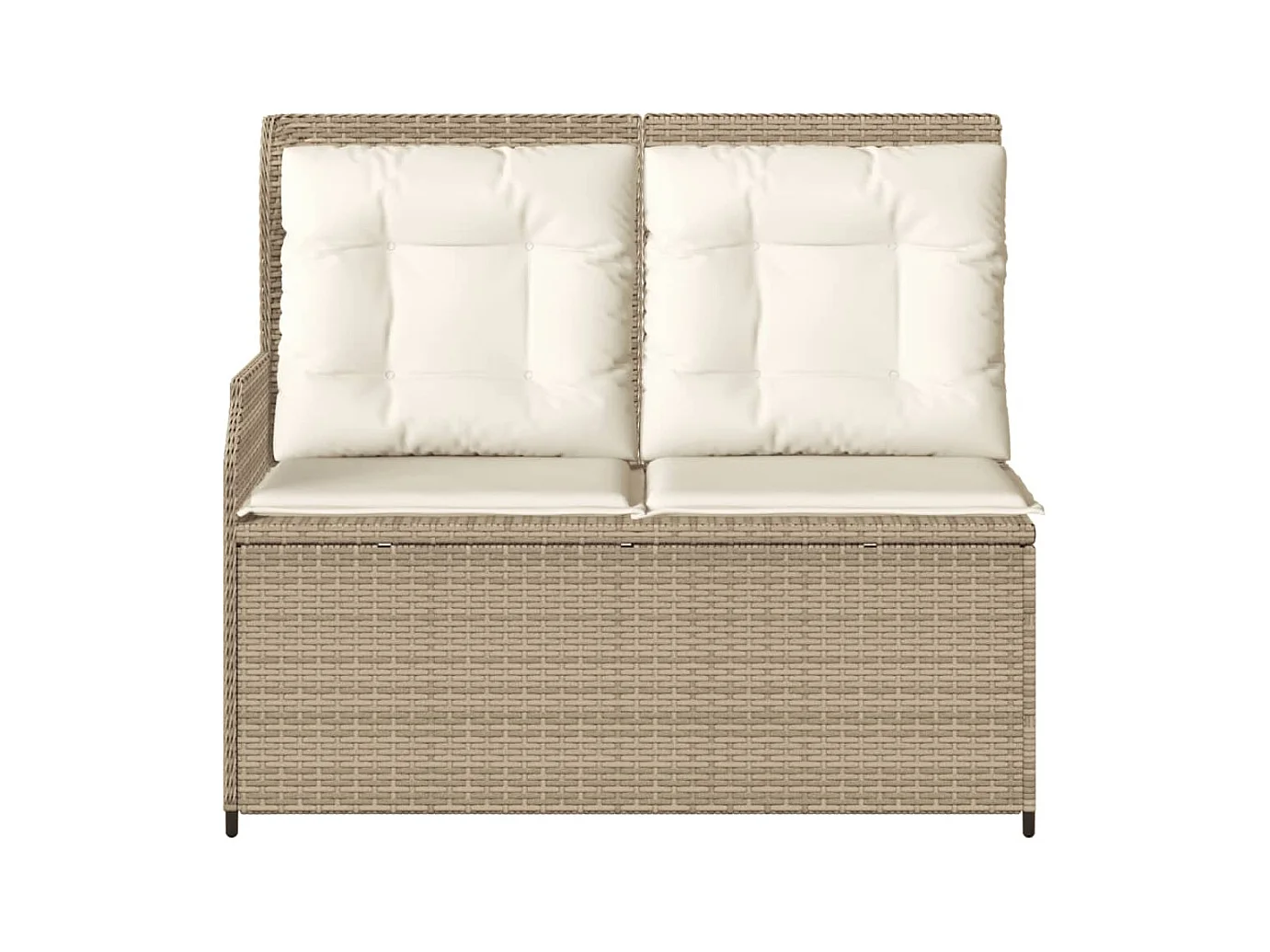 Banc inclinable de jardin avec coussins beige résine tressée