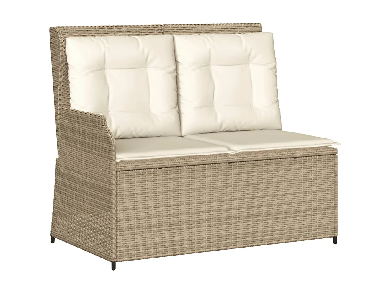 Banc inclinable de jardin avec coussins beige résine tressée