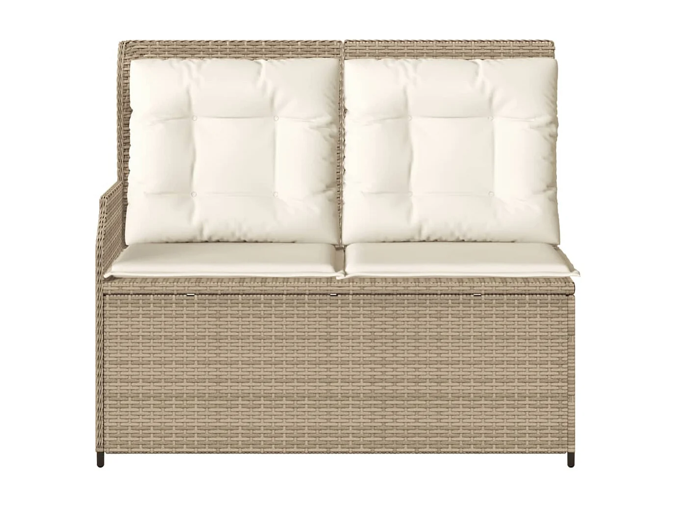 Banc inclinable de jardin avec coussins beige résine tressée