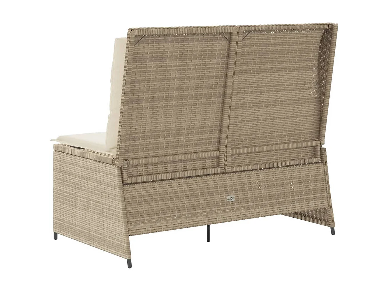 Banc inclinable de jardin avec coussins beige résine tressée