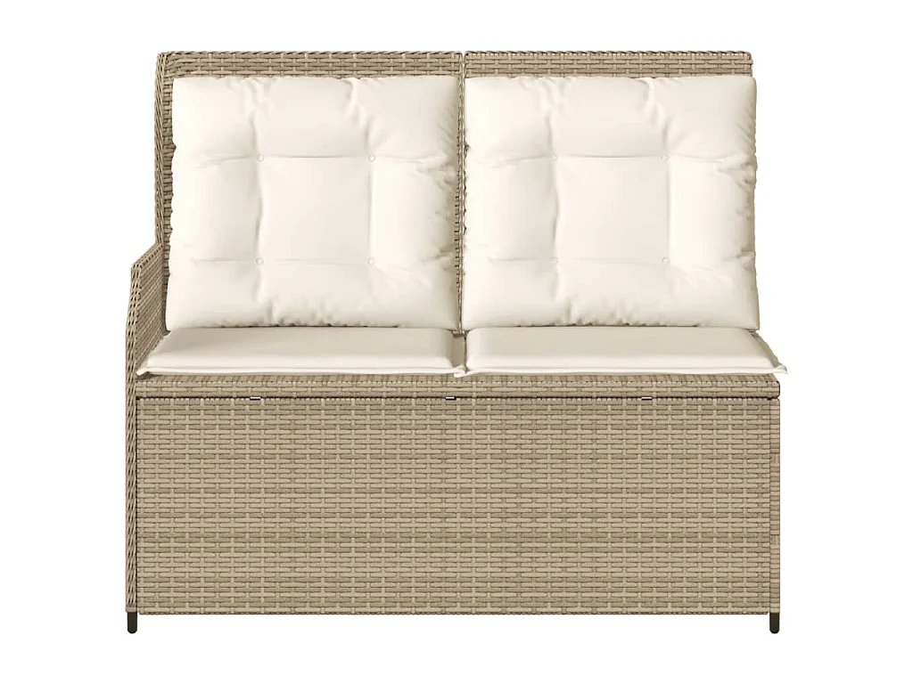 Panca Reclinabile da Giardino con Cuscini Beige in Polyrattan