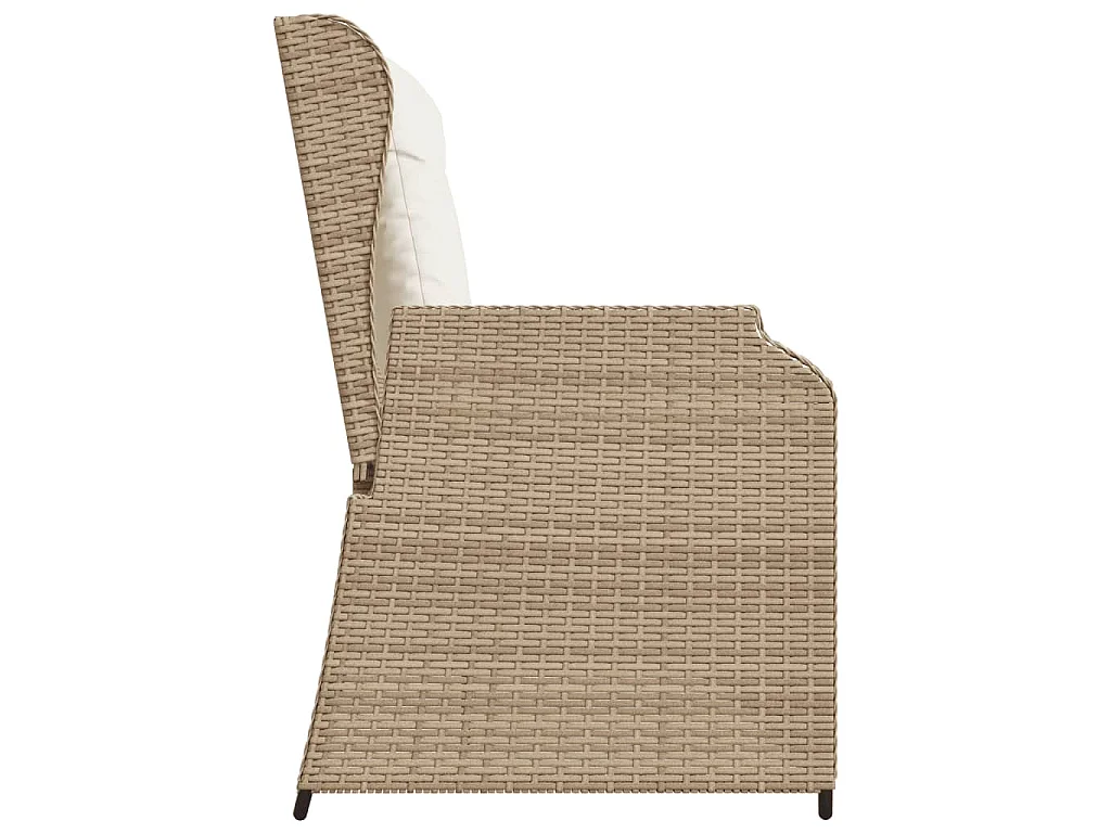 Panca Reclinabile da Giardino con Cuscini Beige in Polyrattan