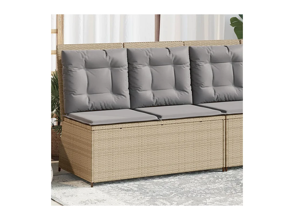 Banc inclinable de jardin avec coussins beige résine tressée