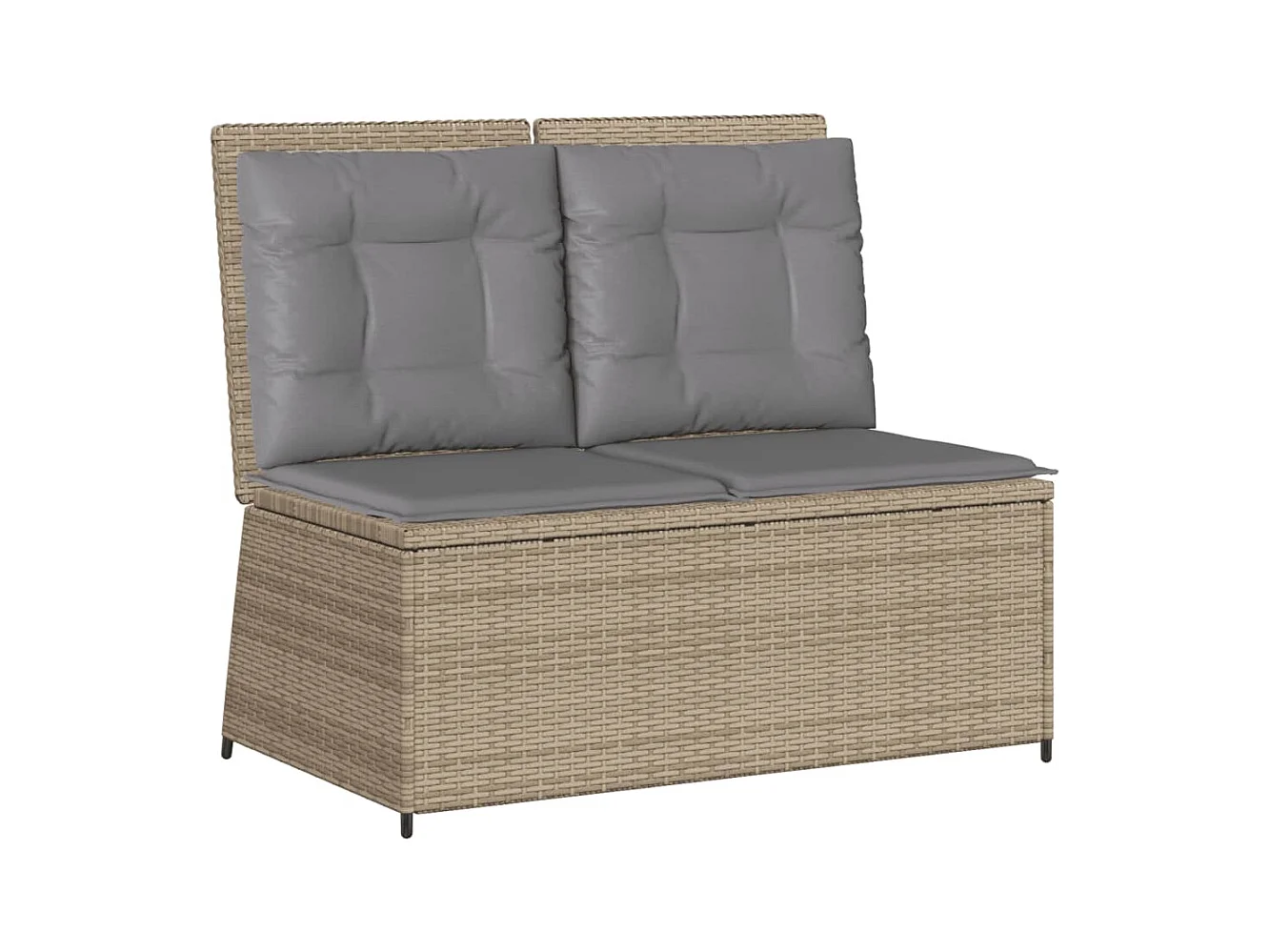 Banc inclinable de jardin avec coussins beige résine tressée