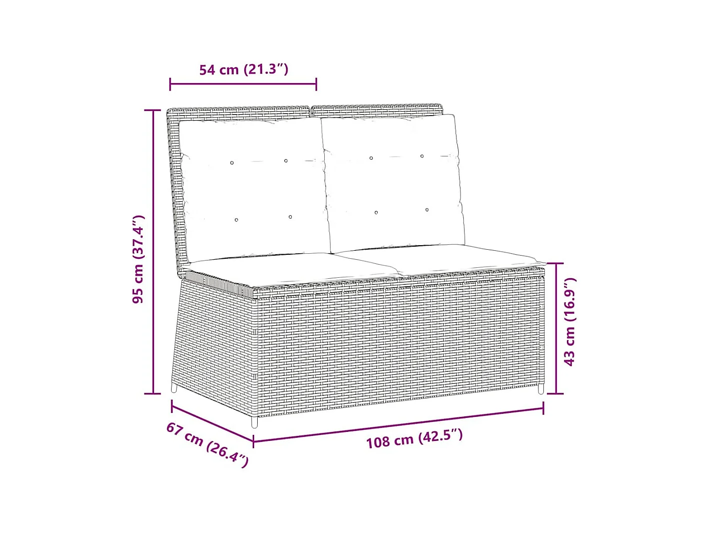 Banc inclinable de jardin avec coussins beige résine tressée
