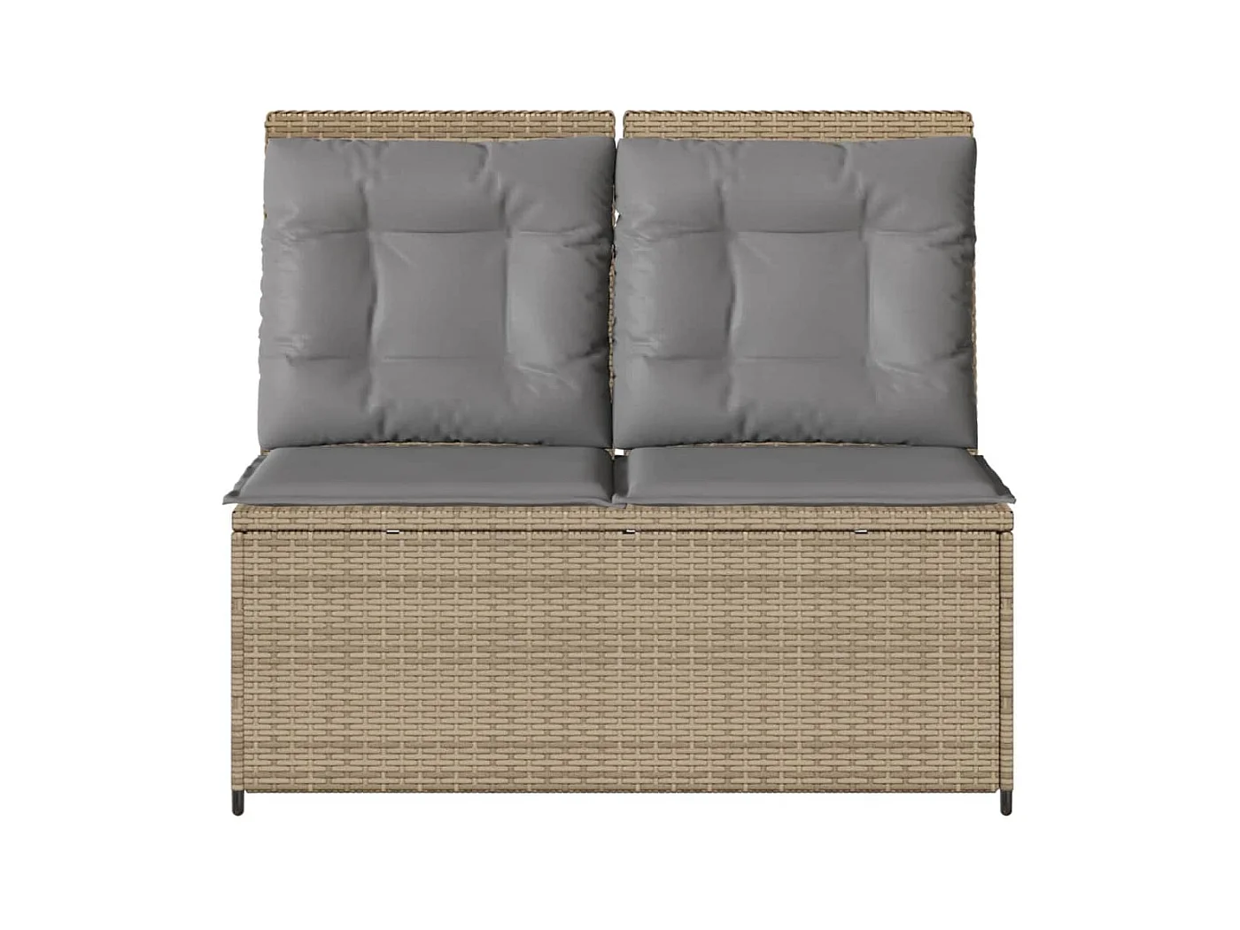 Banc inclinable de jardin avec coussins beige résine tressée