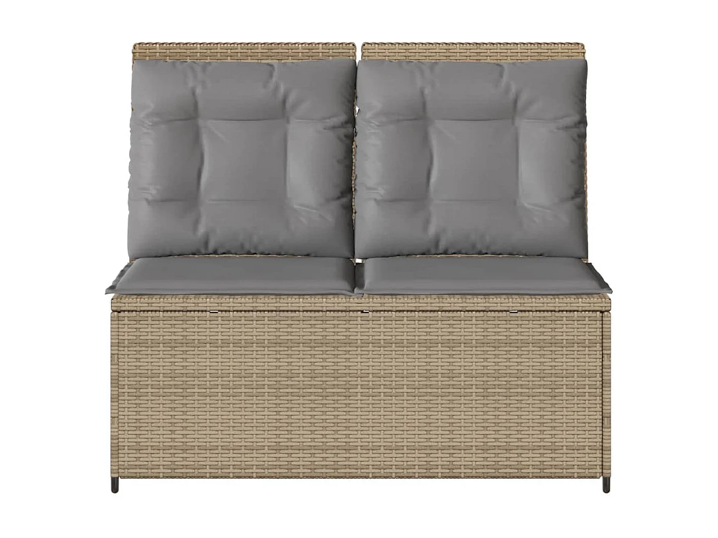 Banc inclinable de jardin avec coussins beige résine tressée