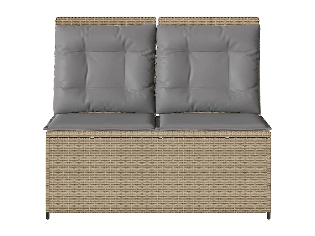 Panca Reclinabile da Giardino con Cuscini Beige in Polyrattan