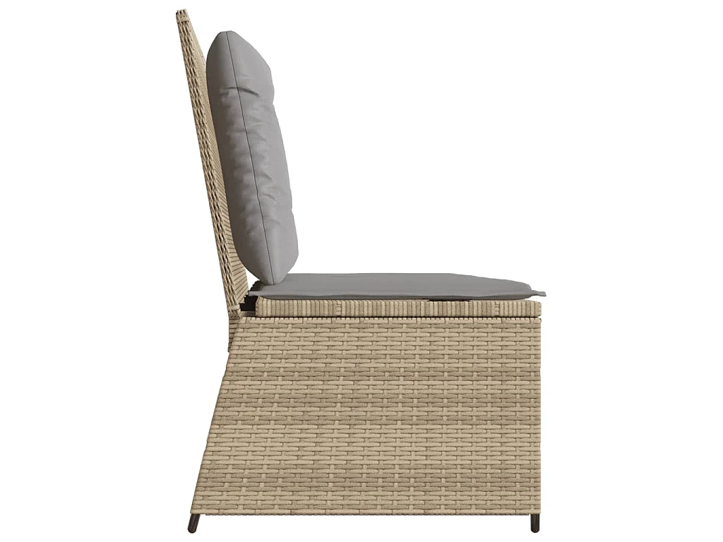 Panca Reclinabile da Giardino con Cuscini Beige in Polyrattan