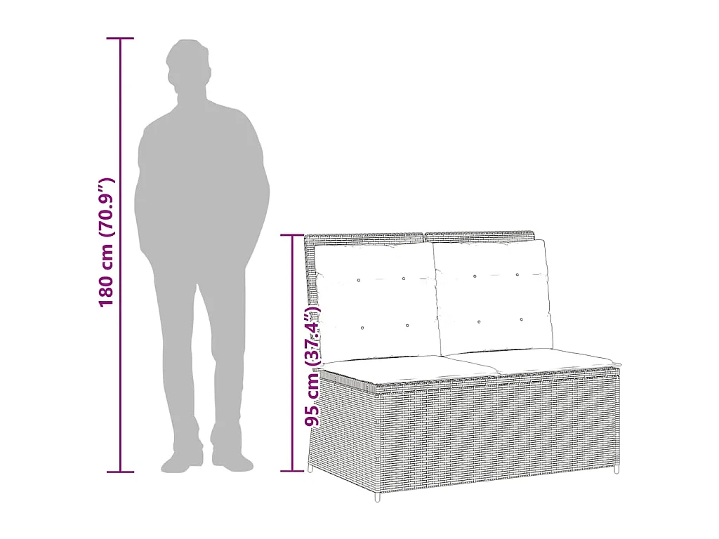 Panca Reclinabile da Giardino con Cuscini Beige in Polyrattan