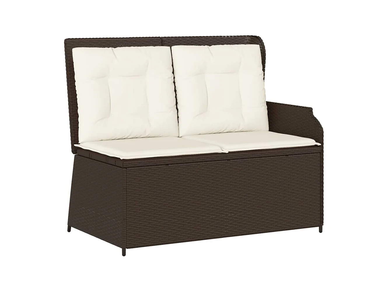 Banc inclinable de jardin avec coussins marron résine tressée