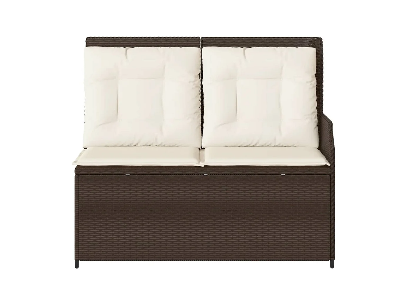 Banc inclinable de jardin avec coussins marron résine tressée