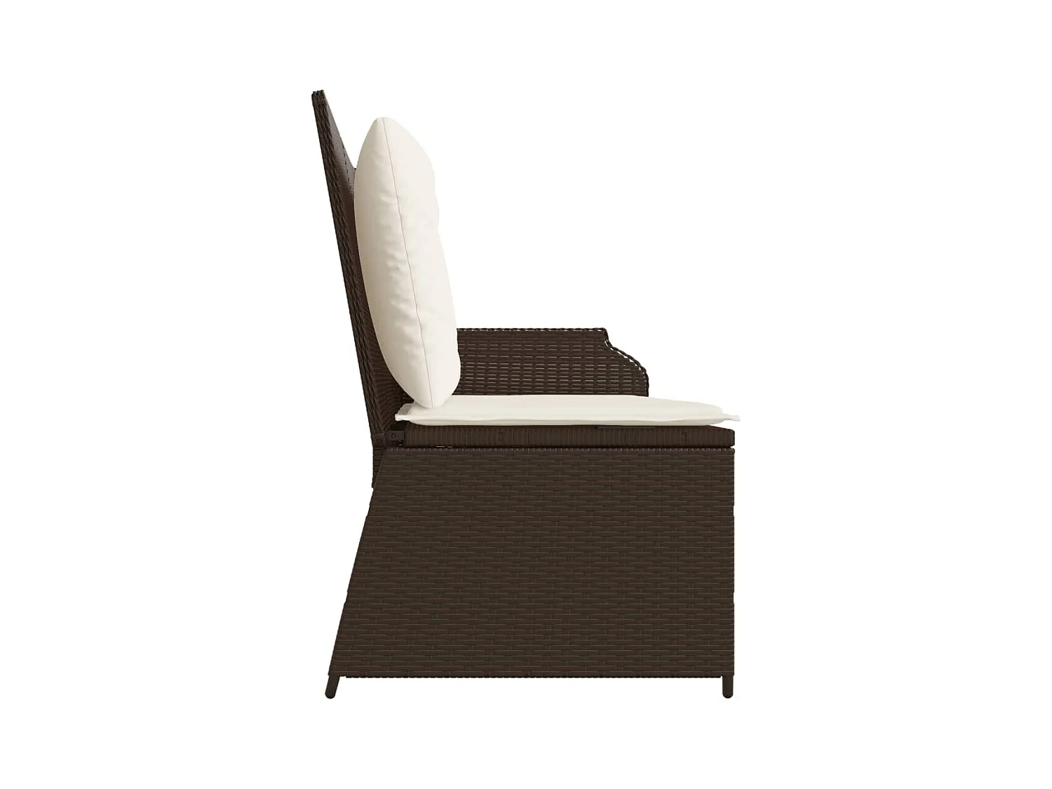 Banc inclinable de jardin avec coussins marron résine tressée