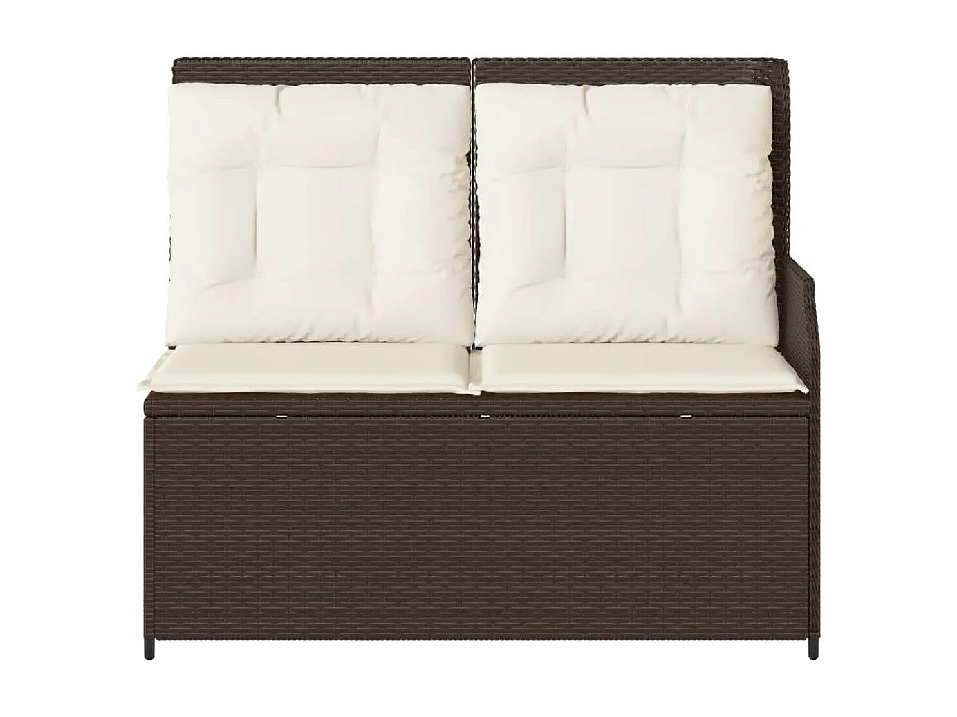 Banc inclinable de jardin avec coussins marron résine tressée