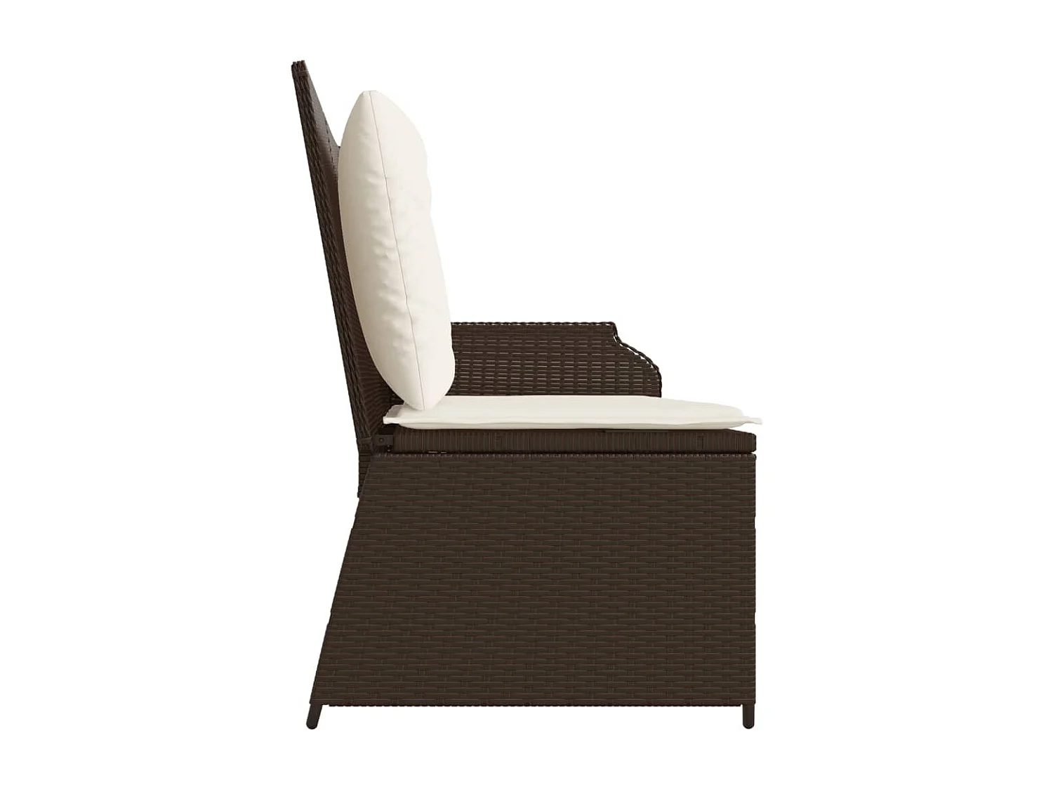 Banc inclinable de jardin avec coussins marron résine tressée