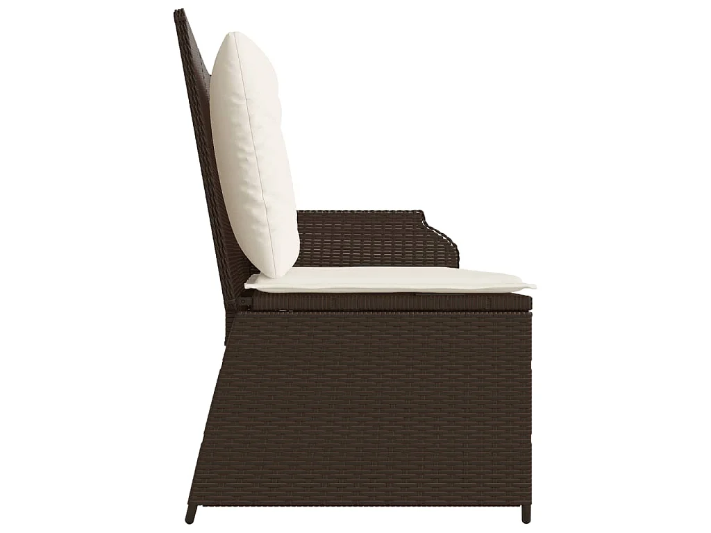 Panca Reclinabile da Giardino con Cuscini Marrone in Polyrattan